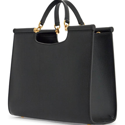 Dolce & Gabbana black calfskin tote bag with adjustable shoulder strap