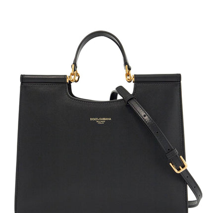 Dolce & Gabbana black calfskin tote bag with adjustable shoulder strap