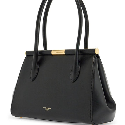 Dolce & Gabbana black calfskin handbag with snap closure