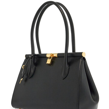 Dolce & Gabbana black calfskin handbag with snap closure