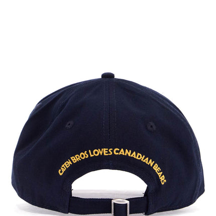 Dsquared2 navy blue cotton adjustable baseball cap with embroidered patch