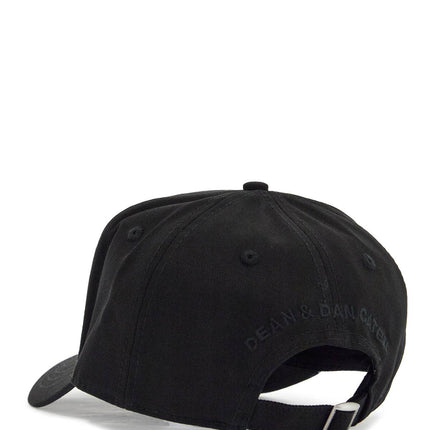 Dsquared2 cappello da baseball nero con logo grigio e visiera curvata