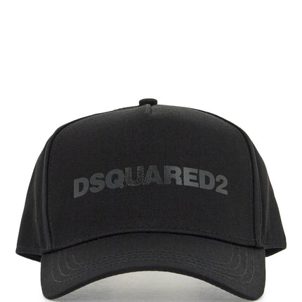 Dsquared2 cappello da baseball nero con logo grigio e visiera curvata