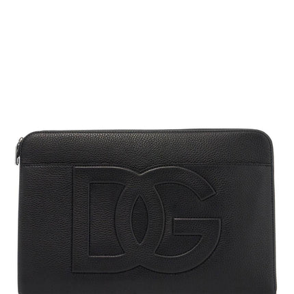 Dolce & Gabbana large hammered leather pouch