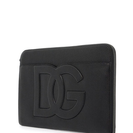 Dolce & Gabbana large hammered leather pouch