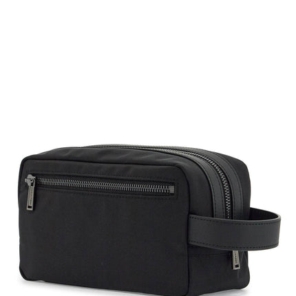 Dsquared2 black rectangular beauty case in polyamide with side handle and zip