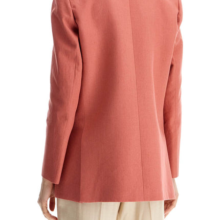 Blaze Milano coral linen single-breasted blazer with turtle style buttons