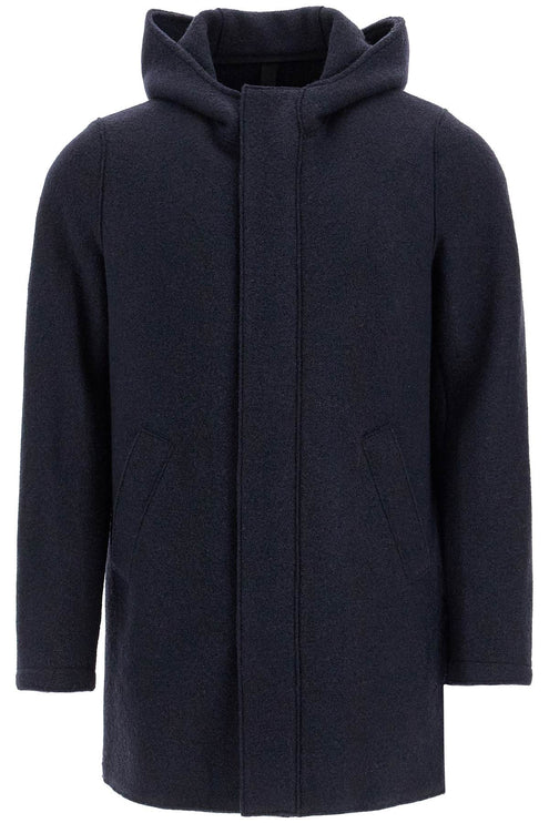 Harris Wharf London hooded wool coat in boiled wool