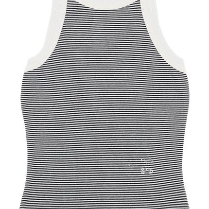 Closed striped racer tank top