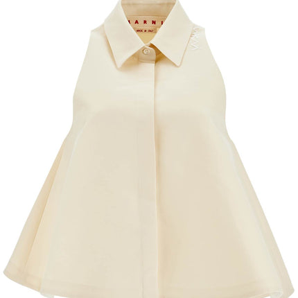 Marni ivory cotton women's shirt with embroidered logo