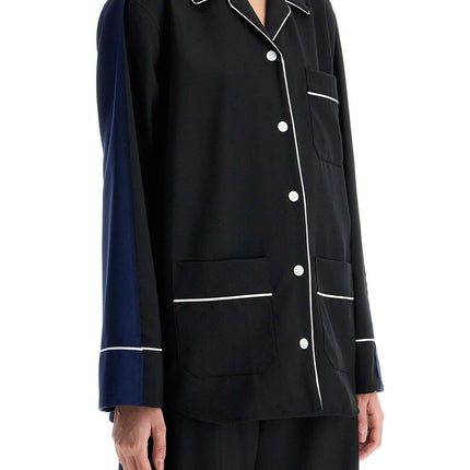 Marni black wool shirt with white stitching