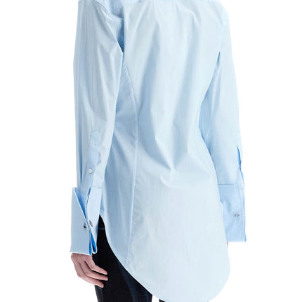 JEAN PAUL GAULTIER light blue cotton shirt with underboob print