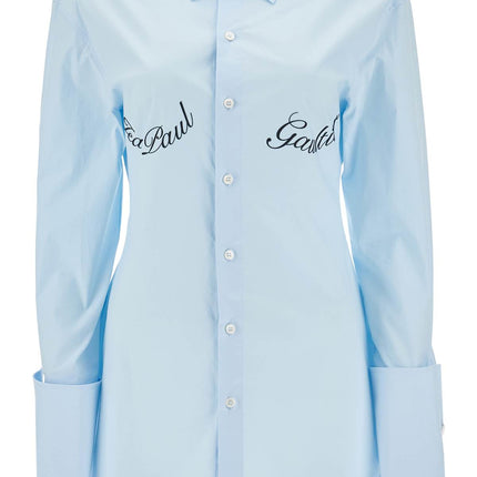 JEAN PAUL GAULTIER light blue cotton shirt with underboob print