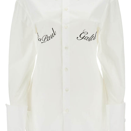 JEAN PAUL GAULTIER white poplin shirt with underboob print