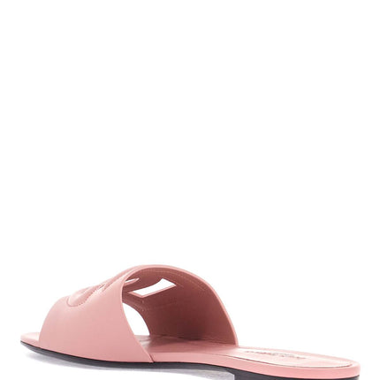 Dolce & Gabbana flat slipper in pink calfskin with embossed dg logo