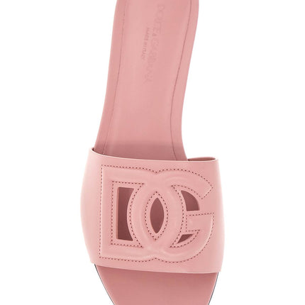 Dolce & Gabbana flat slipper in pink calfskin with embossed dg logo