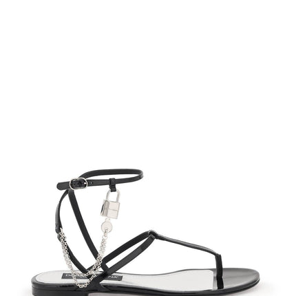 Dolce & Gabbana patent leather thong sandals with padlock