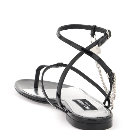 Dolce & Gabbana patent leather thong sandals with padlock