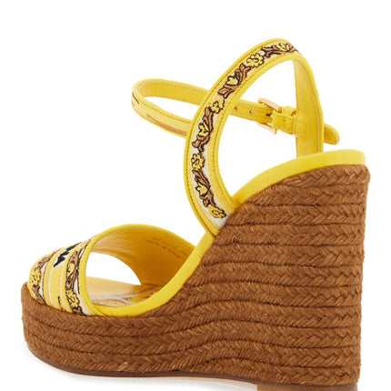 Dolce & Gabbana maiolica embroidered wedge sandals