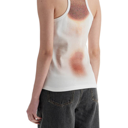 JEAN PAUL GAULTIER white cotton top with leather print le classique