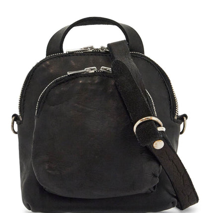 Guidi mini backpack in black horse leather with handle and straps