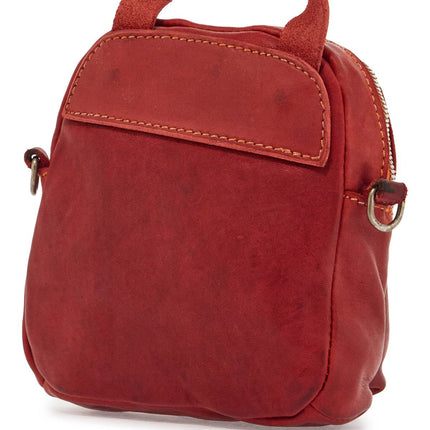 Guidi mini red leather backpack handcrafted with adjustable shoulder strap and front pockets