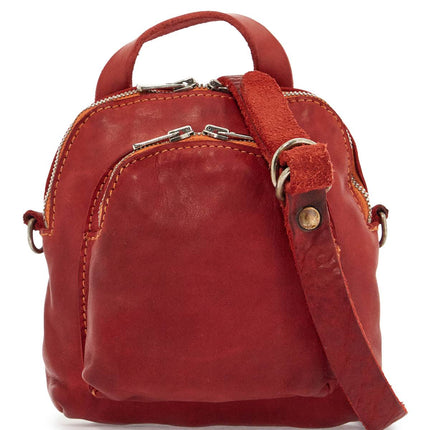 Guidi mini red leather backpack handcrafted with adjustable shoulder strap and front pockets