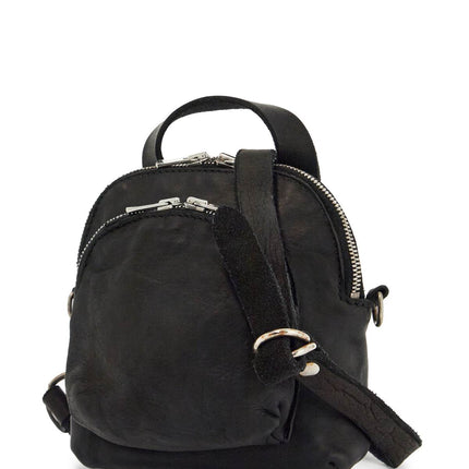 Guidi mini backpack in black horse leather with handle and straps