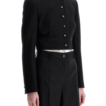 Dolce & Gabbana black wool blazer with logo buttons