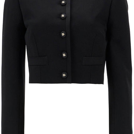 Dolce & Gabbana black wool blazer with logo buttons