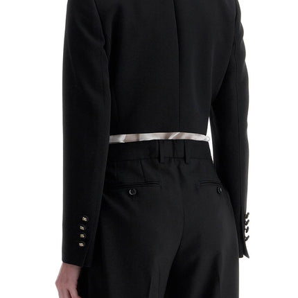 Dolce & Gabbana black wool blazer with logo buttons