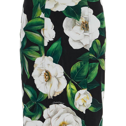 Dolce & Gabbana black floral synthetic knee-length skirt