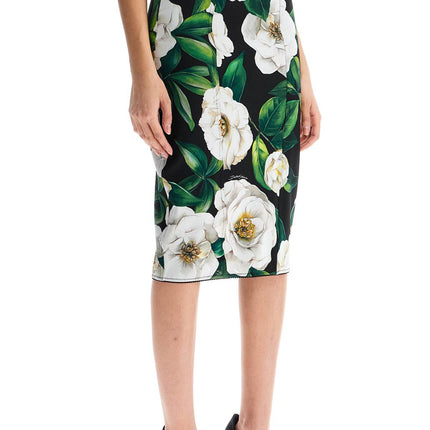 Dolce & Gabbana black floral synthetic knee-length skirt