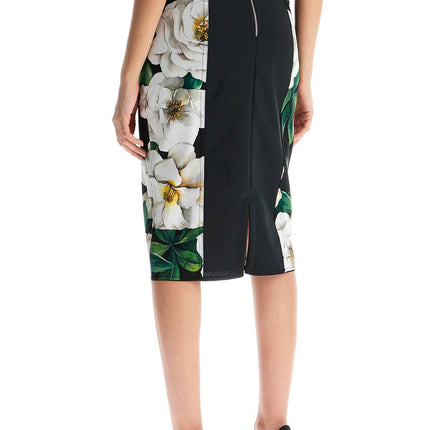 Dolce & Gabbana black floral synthetic knee-length skirt