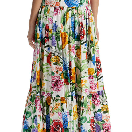 Dolce & Gabbana maxi skirt with high waist in white cotton floral for spring summer