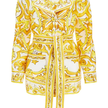 Dolce & Gabbana silk blouse with maiolica print and