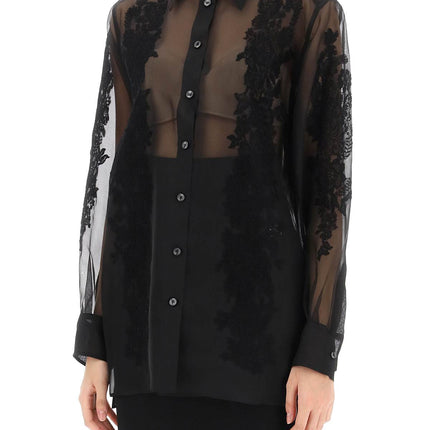 Dolce & Gabbana organza shirt with lace inserts