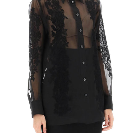 Dolce & Gabbana organza shirt with lace inserts