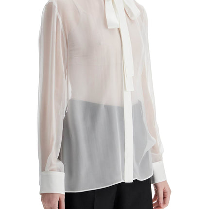 Dolce & Gabbana optical white silk shirt with mandarin collar