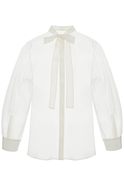 Dolce & Gabbana optical white silk shirt with mandarin collar