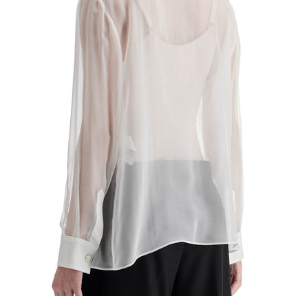 Dolce & Gabbana optical white silk shirt with mandarin collar