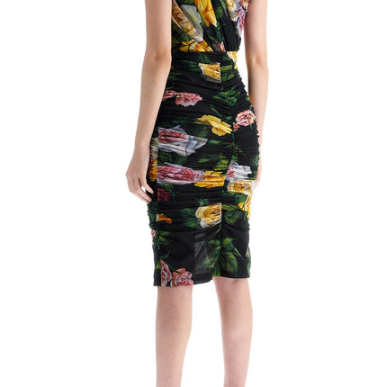 Dolce & Gabbana elegant black dress in polyamide with floral pattern for cocktails and evenings