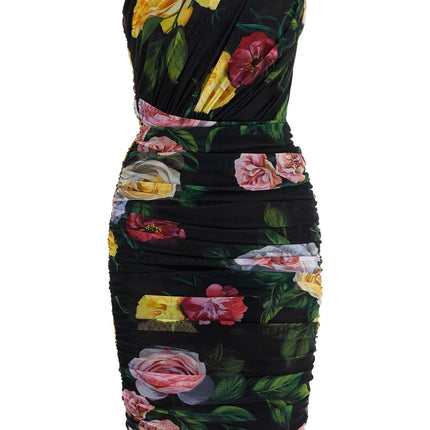 Dolce & Gabbana elegant black dress in polyamide with floral pattern for cocktails and evenings