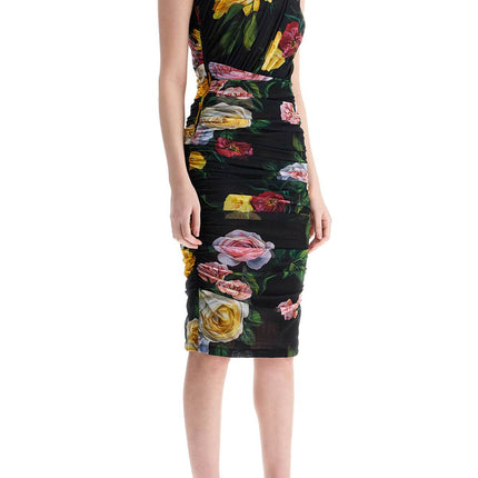 Dolce & Gabbana elegant black dress in polyamide with floral pattern for cocktails and evenings