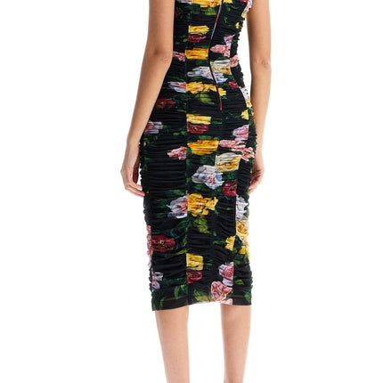 Dolce & Gabbana black floral midi synthetic dress