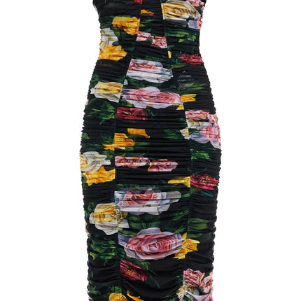 Dolce & Gabbana black floral midi synthetic dress