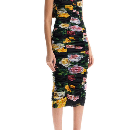 Dolce & Gabbana black floral midi synthetic dress