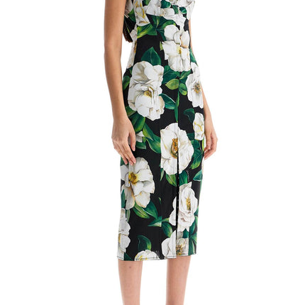 Dolce & Gabbana black floral midi synthetic dress