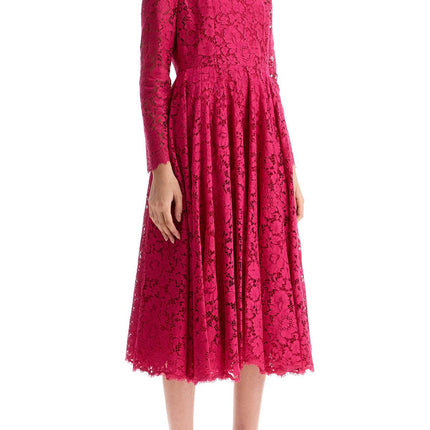 Dolce & Gabbana shocking pink floral lace midi dress