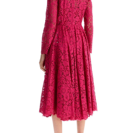 Dolce & Gabbana shocking pink floral lace midi dress